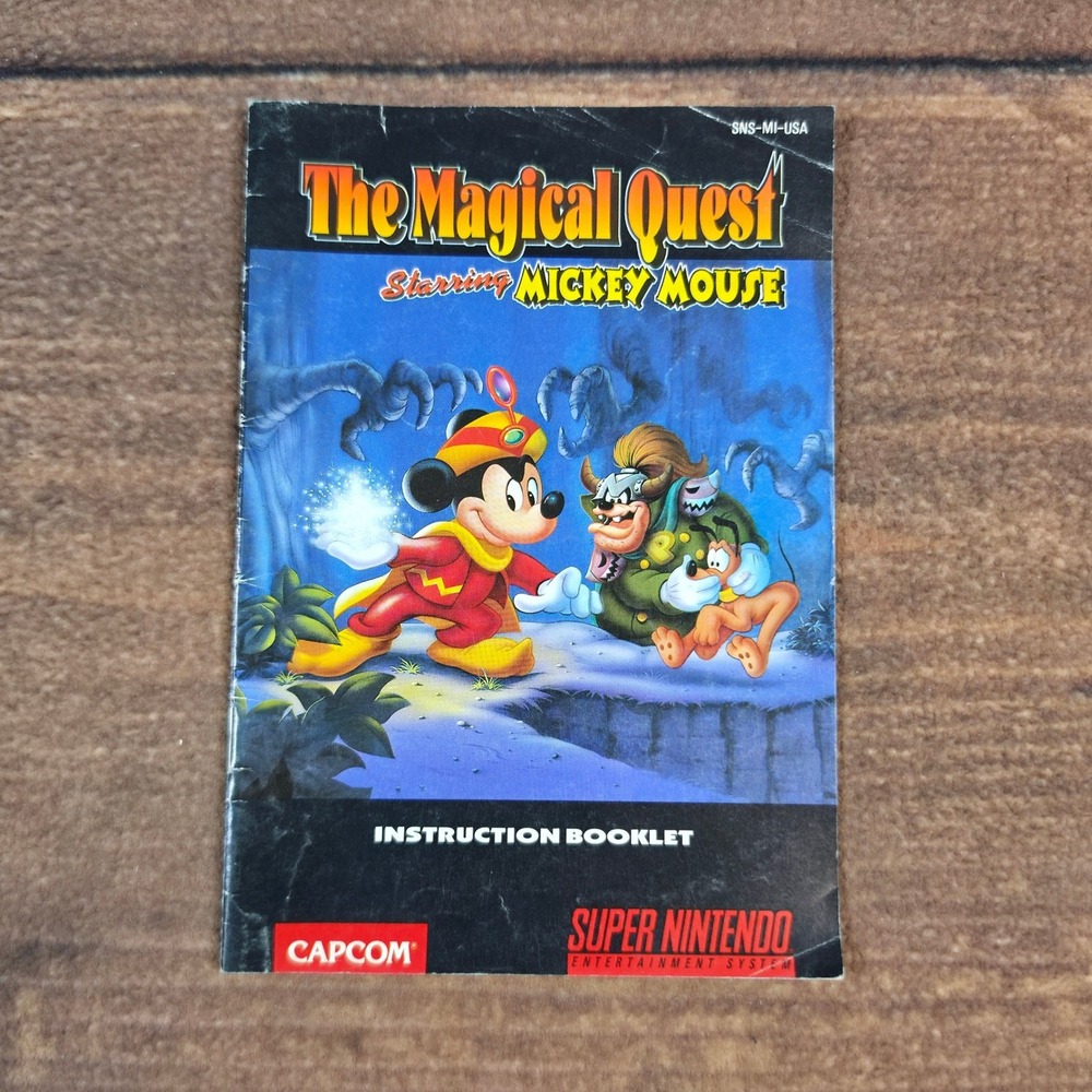 Capcom The Magical Quest Mickey Mouse SNES Manual OS Blue Good Vintage Disney